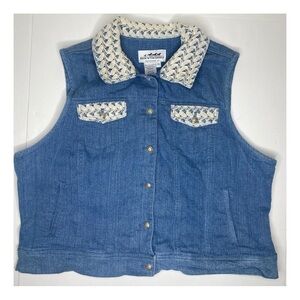 Back in the Saddle Plus Size Western Cottage Core Denim Lace Vest Sz 1X